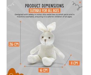 Knitted white bunny baby rattle